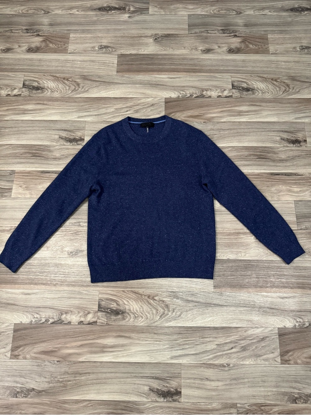 Quinn Men's 100% Cashmere Speckled Crewneck Sweater in Navy Size Extra Large